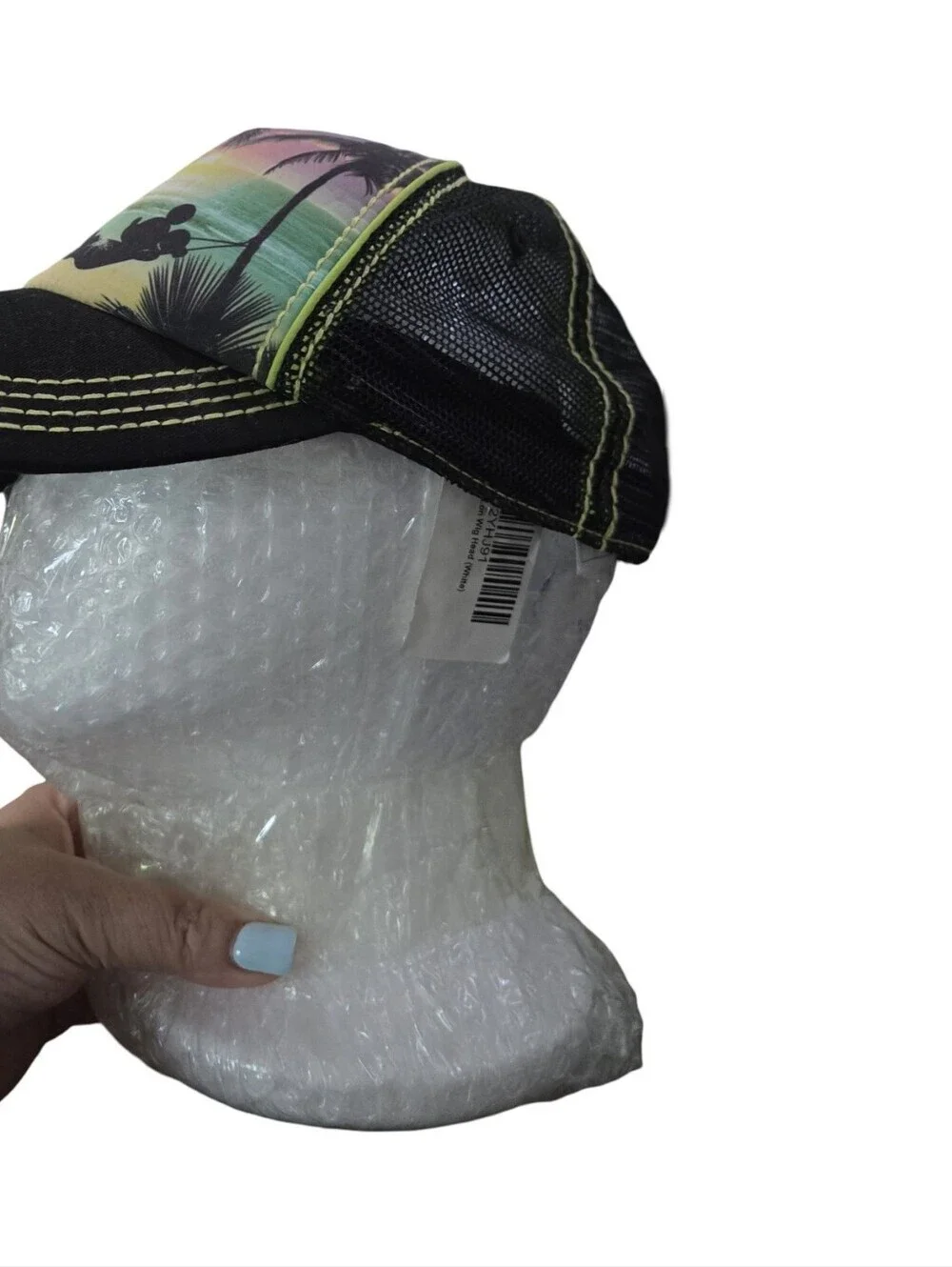 Disney Mickey Tropical Sunset Trucker Hat Palm Silhouette Travel Vacation Adult